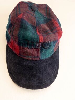 Vintage UBC Plaid Wool Blend Cap – Retro University Style Hat